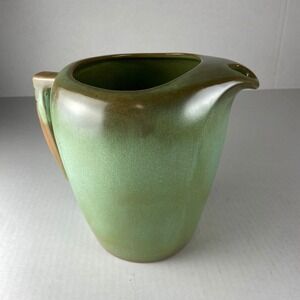 Vintage Haeger Pottery Pitcher Green Glazed Art Deco Style‎ Collectible Decor